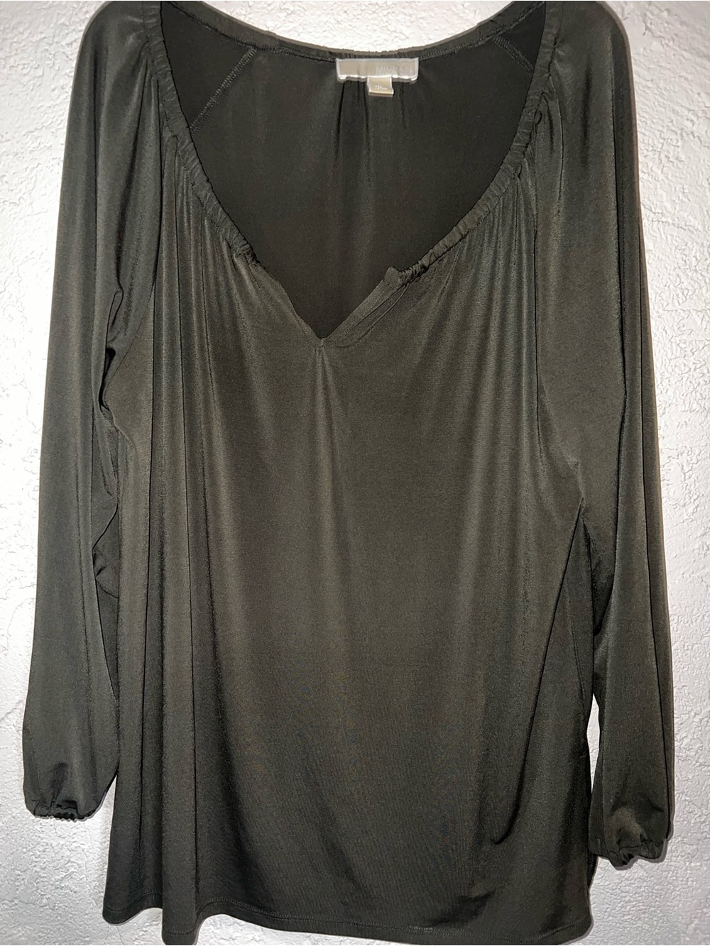 Womens Olive Green V-Neck Long Sleeve Top Michael Kors medium